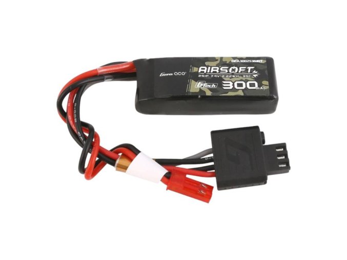 Gens ace G-Tech 35C 300mAh 2S1P 7.4V Airsoft Gun Lipo Battery with JST-SYP Plug