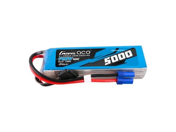 Gens ace G-Tech 5000mAh 14.8V 45C 4S1P Heli Lipo Battery with EC5 Plug