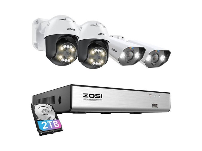 IP Camera ZOSI 2 pcs C296 WiFi 5MP & 2 pcs C182 WiFi 8MP + NVR 8ch + 2TB HDD