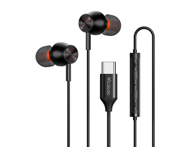 Mcdodo HP-3490 in-ear, wired headphones, USB-C (black)