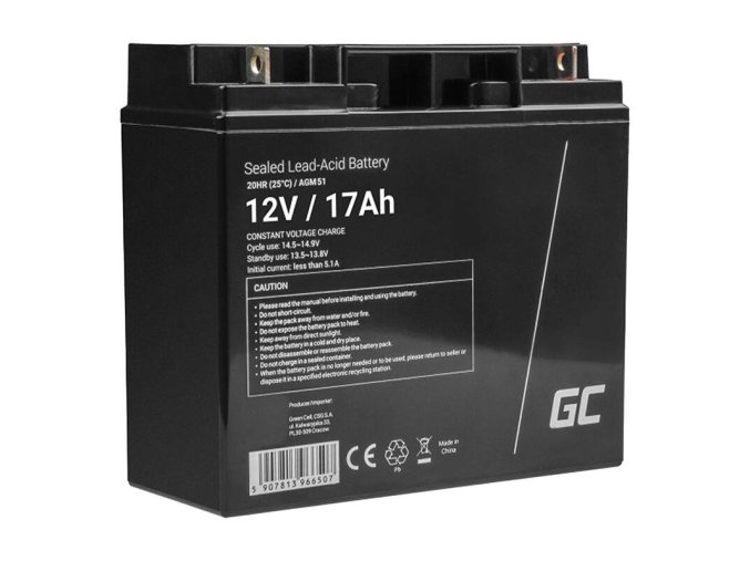 Bezúdržbová baterie AGM VRLA Green Cell AGM51 12V 17Ah (pro sekačky na trávu, skútry, čluny, invalidní vozíky)