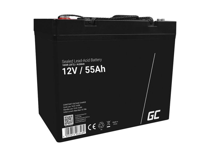 Bezúdržbová baterie AGM VRLA Green Cell AGM49 12V 55Ah (pro sekačky na trávu, skútry, čluny, invalidní vozíky)