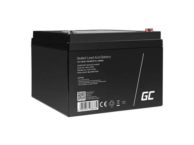 Bezúdržbová baterie AGM VRLA Green Cell AGM55 12V 28Ah (pro skútry, čluny, invalidní vozíky, hračky, karavany)