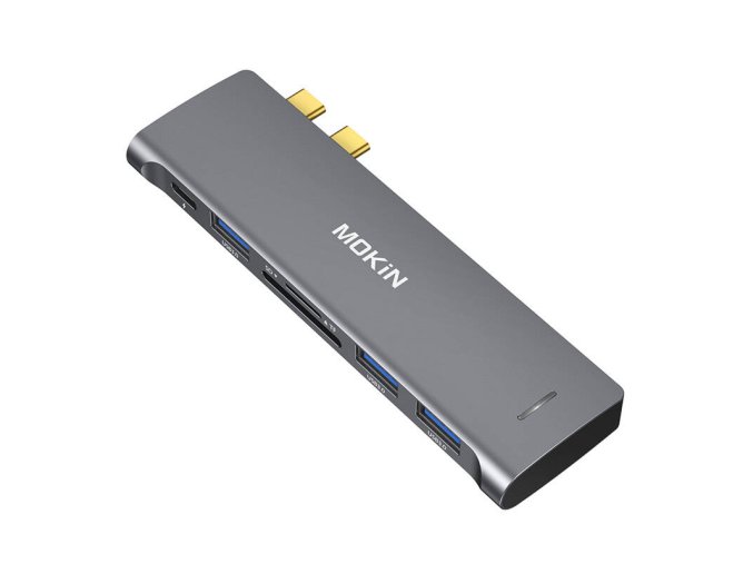 HUB 6in2 MOKiN USB-C for Macbook 3xUSB-A 1xUSB-C 1xSD/MicroSD (silver)