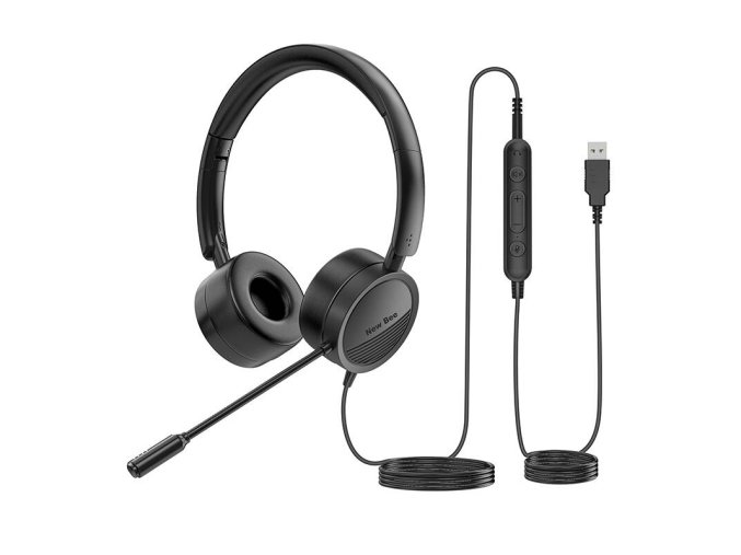New Bee NB-H360 wired headphones with microphone (black)