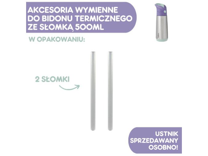 B.BOX BB00357SET Zestaw słomek do bidonu termicznego 500 ml, 2 szt