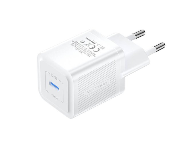 Wall charger, Vention, FEPW0-EU, USB-C, 20W, GaN (white)