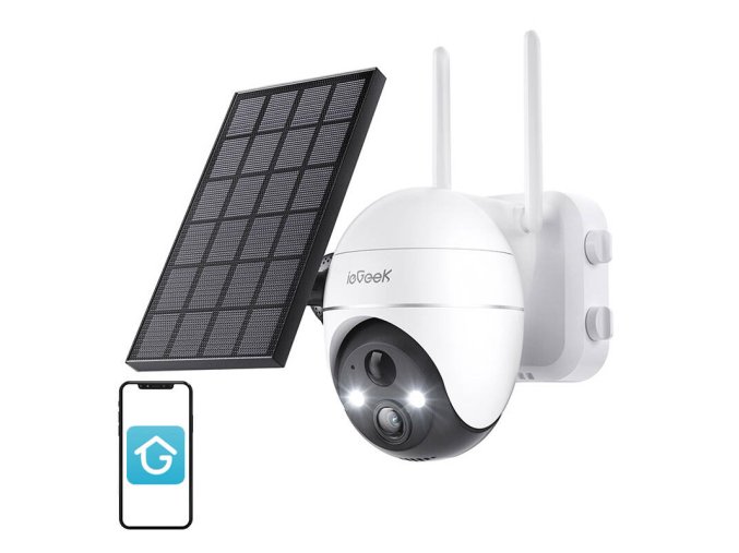 Wireless 5MP WiFi outdoor camera ieGeek ZS-GX4S white with solar panel