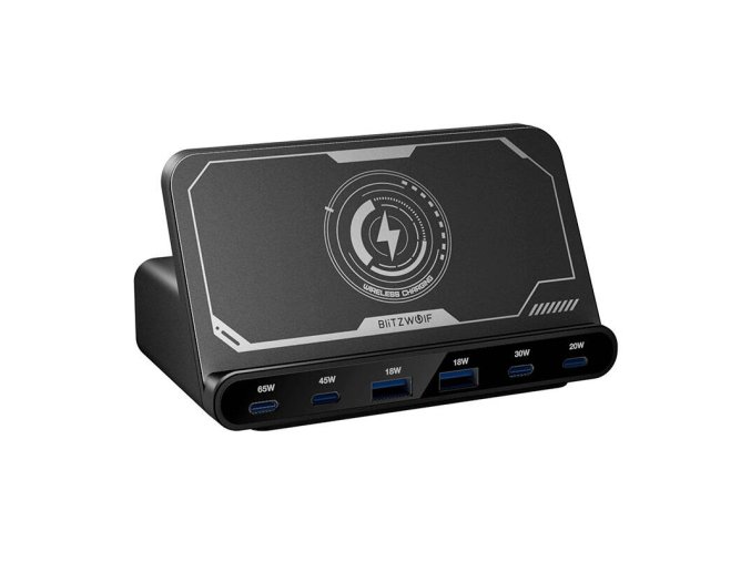 Blitzwolf BW-S27 160W, 2xUSB-A, 4xUSB-C, 15W wireless charger (black)