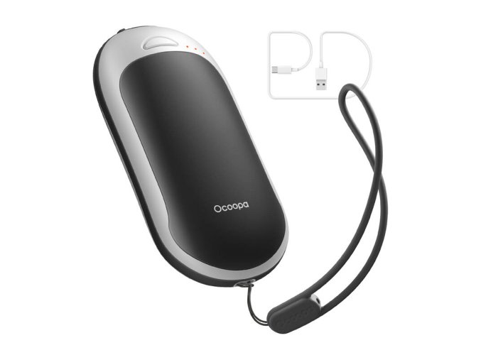 Ocoopa HotPal PD 5000 mAh hand warmer with powerbank function, USB-C, white and black