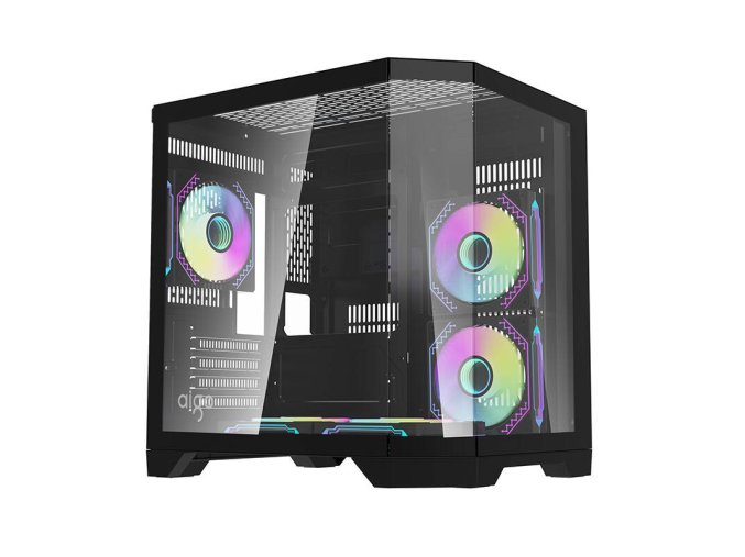 Počítačová skříň Darflash FT350 + 5 ventilátorů aRGB (černá)