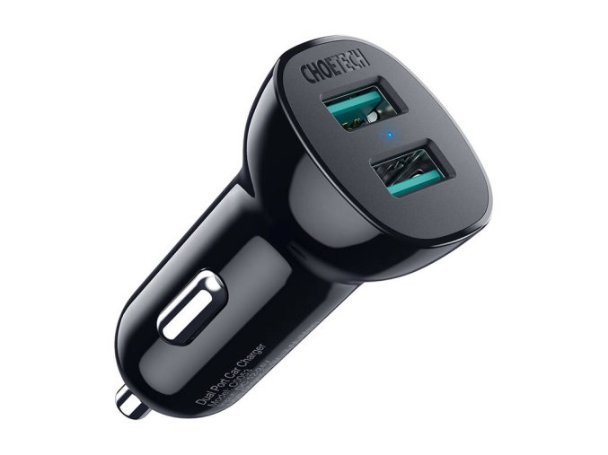 Nabíječka do auta Choetech C0051, 30W QC 3.0 se dvěma porty (černá)