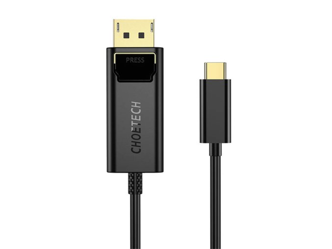 Kabel USB-C na Display Port Choetech XCP-1801BK, jednosměrný, 4K, 1,8 m (černý)