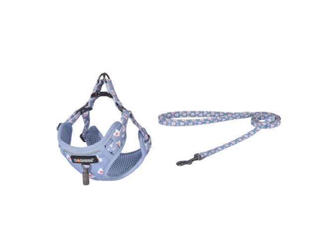 Dogness walking set leash+harness for dog (light blue)