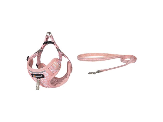 Dogness cat leash+harness walking set (pink)