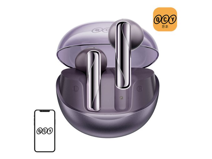 Sluchátka TWS QCY AilyBuds Clear T32 (fialová)