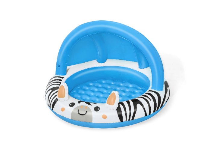 BESTWAY 52559 Nafukovací postýlka Zebra 97x66 se stříškou a nafukovacím dnem