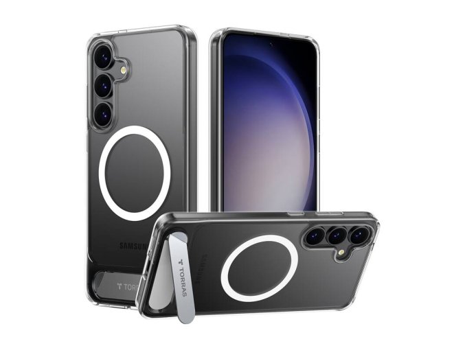 Pouzdro na telefon Torras Pstand Series pro Samsung S25+ (průhledné)