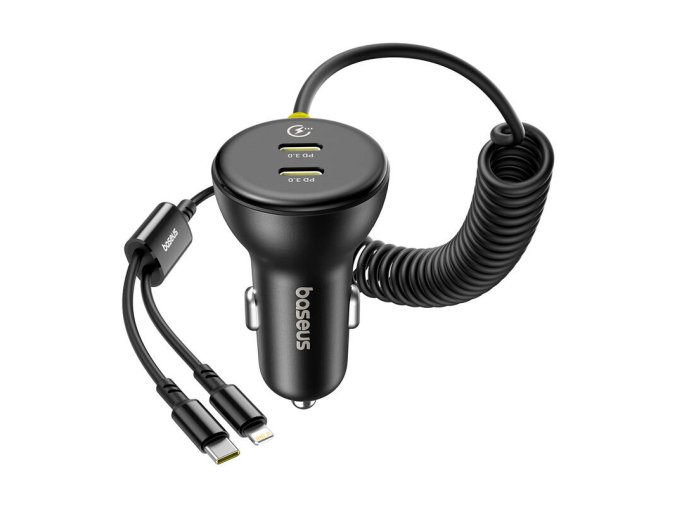 60W nabíječka do auta Baseus USB-C + kabel Lightning (černá)