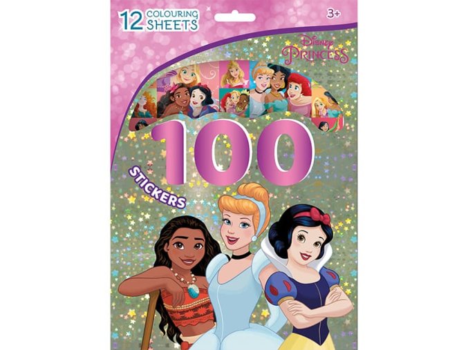 100 samolepek s omalovánkovými listy Disney Princezny