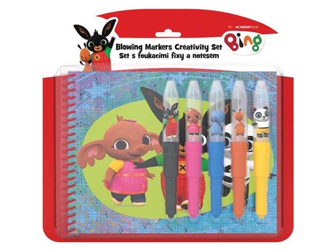 Set s foukacími fixy a notesem Bing