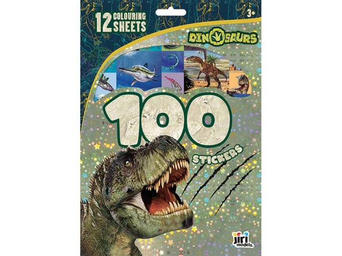 100 samolepek s omalovánkovými listy Dinosauři