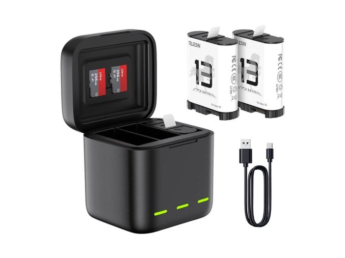 Tříkanálová nabíječka baterií pro GoPro Hero 13 Black Telesin (S0-BCG-10-TGP)