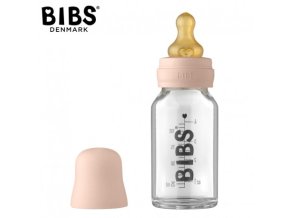 BIBS 5013244 Skleněná láhev proti kolice 110 ml Blush