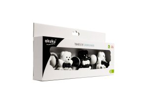 AKUKU A0468 Grzechotka do wózka czarno-białe Misie