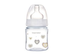 CANPOL 35/216 Butelka szerokootworowa antykolkowa Easystart Newborn Baby 120 ml beżowe serduszka
