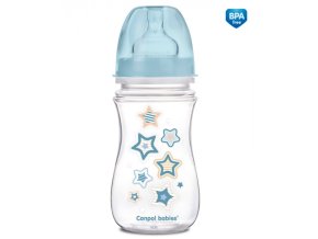 CANPOL 35/217 Butelka szerokootworowa antykolkowa Easystart Newborn Baby 240 ml niebieskie gwiazdki