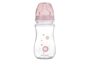 CANPOL 35/217 Butelka szerokootworowa antykolkowa Easystart Newborn Baby 240 ml różowe kwiatki
