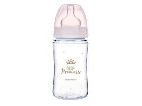 CANPOL 35/234 Širokohrdlá antikoliková láhev 240ml Easy Start Royal růžová