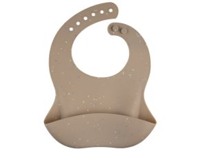 CANPOL 51/029 Silikonový bryndák s kapsou DOTS béžový