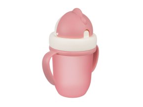 CANPOL 56/522 Hrnek se skládací silikonovou trubičkou 210 ml Matte Pastels růžová