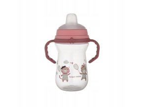CANPOL 56/613 FirstCup hrnek se silikonovým náustkem 250ml BONJOUR růžový