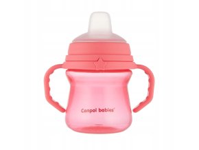 CANPOL 56/614 Hrnek se silikonovým náustkem FirstCup 150ml růžový