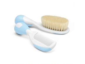 CHICCO 00006569200000 Kartáč + hřeben z přírodních štětin modrý