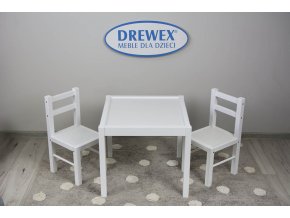 DREWEX Set stůl + 2 židle bílá/bílá