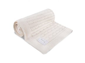 EWA 927897 ecru kostkovaná bambusová deka+krabice