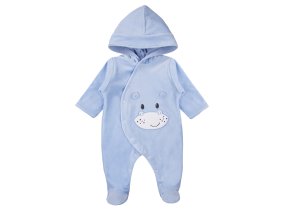 EWA 931184 Pajac BABY LOVE velurová podšívka s kapucí modrá 68