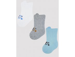 NOVITI SB019-B-01 Bavlněné ponožky se smajlíky chlapec 0-6m
