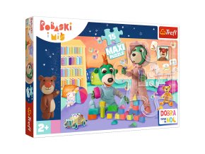 TREFL 14332 Puzzle 15 MAXI Veselý svět bobrů - Dobrou noc, Treffles na noc