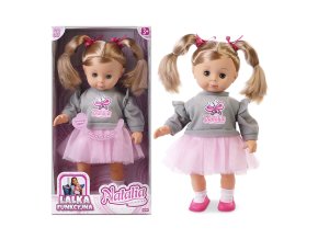 ARTYK 168086 Panenka NATALIA mluví polsky 39 cm v šedém svetru