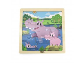 Viga 44628 Viga Drewniane Puzzle 9elem.Hipopotam