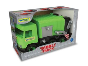 WADER 32103 Middle Truck - Zelený popelářský vůz