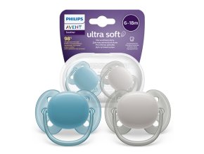 AVENT SCF091/17 Dudlík Ultra Soft 6-18m modrý/šedý