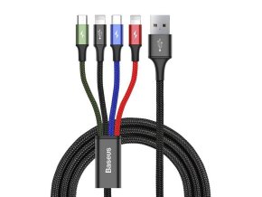 Baseus Fast USB kabel 4v1 USB-C / 2x Lightning / Micro 3,5A 1,2m - černý