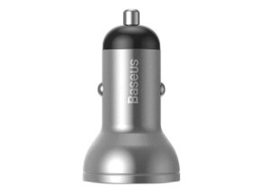 Ładowarka samochodowa Baseus z wyświetlaczem, 2x USB, 4,8A, 24W (srebrna)