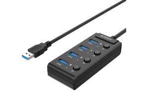 Orico USB 3.0. Rozbočovač s přepínači, 4x USB (černý)